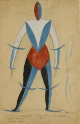 Flieger, Kostümentwurf für die Oper „Sieg über die Sonne“ von Aleksei Krutschonych, 1913